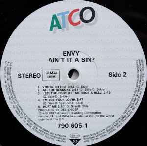 Envy (3) - Ain't It A Sin (LP, Album)