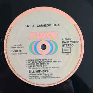 Bill Withers - Bill Withers Live At Carnegie Hall (2xLP, Album)