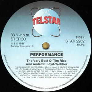 Tim Rice & Andrew Lloyd Webber* - Various – Performance - The Very Best Of Tim Rice & Andrew Lloyd Webber