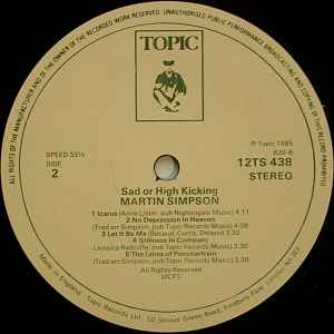 Martin Simpson - Sad Or High Kicking (LP, Album)