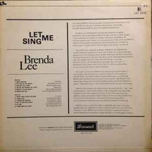Load image into Gallery viewer, Brenda Lee - ... &quot;Let Me Sing&quot; (LP, Mono)