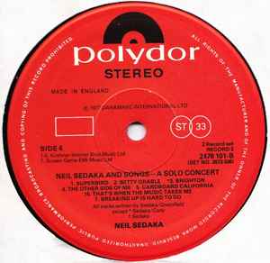 Neil Sedaka - Neil Sedaka And Songs - A Solo Concert (2xLP, Album, Gat)
