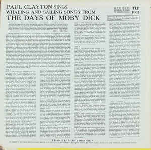 Paul Clayton (2) ‎– Whaling And Sailing Songs (From The Days Of Moby Dick)