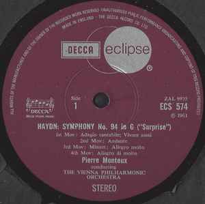 Haydn* ; Vienna Philharmonic Orchestra*, Pierre Monteux – Symphony No. 94 In G ('Surprise') / Symphony No. 101 In D ('Clock')
