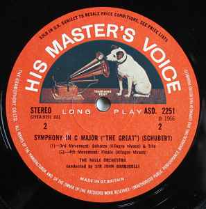 Schubert*, Sir John Barbirolli, The Hallé Orchestra* - Symphony No.9 ('The Great C Major') (LP)