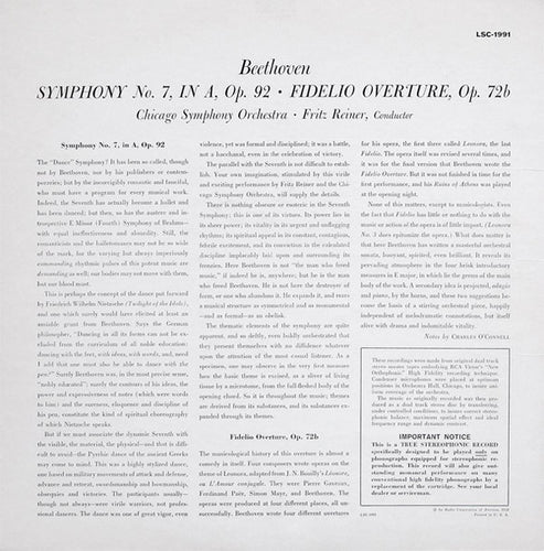 Beethoven*, Chicago Symphony Orchestra* ∙ Fritz Reiner – Symphony No. 7 / Fidelio Overture