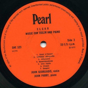 Elgar* - John Georgiadis, John Parry (4) – Music For Violin And Piano