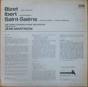 Bizet / Ibert / Saint-Saëns, Paris Conservatoire Orchestra Jean Martinon – Divertissement / Jeux D'Enfants / Danse Macabre / Le Rouet D'Omphale