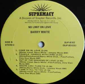 Barry White - No Limit On Love (LP, Album)