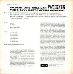 Gilbert & Sullivan, The D'Oyly Carte Opera Company – Patience (With Complete Dialogue)