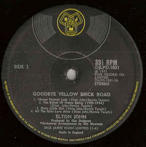 Elton John ‎– Goodbye Yellow Brick Road