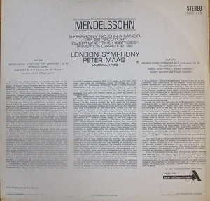 Mendelssohn*, London Symphony*, Peter Maag ‎– Symphony No. 3 'The Scotch', Overture 'Fingal's Cave'