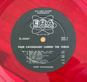 Page Cavanaugh - Page Cavanaugh Carries The Torch (LP, Album, Mono, Red)