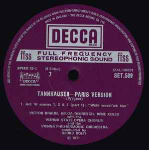 Wagner* - Vienna Philharmonic Orchestra*, Georg Solti ‎– Tannhäuser (Paris Version)