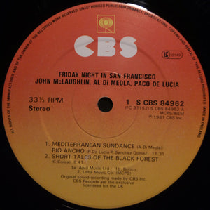 John McLaughlin, Al Di Meola, Paco De Lucía ‎– Friday Night In San Francisco