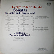 Load image into Gallery viewer, Handel*, Josef Suk And Zuzana Růžičková ‎– Sonatas Op. 1 For Violin And Harpsichord