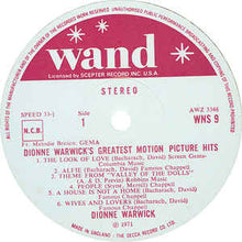 Load image into Gallery viewer, Dionne Warwick ‎– Dionne Warwick&#39;s Greatest Motion Picture Hits