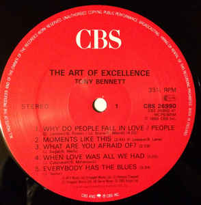 Tony Bennett ‎– The Art Of Excellence