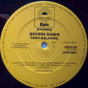 Tony Orlando ‎– Before Dawn