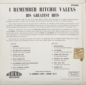 Ritchie Valens ‎– I Remember Ritchie Valens - His Greatest Hits