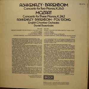 Mozart*, Ashkenazy*, Barenboim*, Fou Ts'Ong, English Chamber Orchestra - Concerto For Two Pianos, K.365, Concerto For Three Pianos, K.242 (LP, Album)