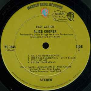 Alice Cooper - Easy Action (LP, Album, RE, Ter)