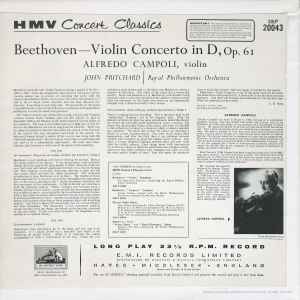 Beethoven*, Alfredo Campoli, Royal Philharmonic Orchestra*, John Pritchard - Violin Concerto (LP)