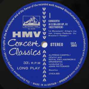 Beethoven*, Alfredo Campoli, Royal Philharmonic Orchestra*, John Pritchard – Violin Concerto