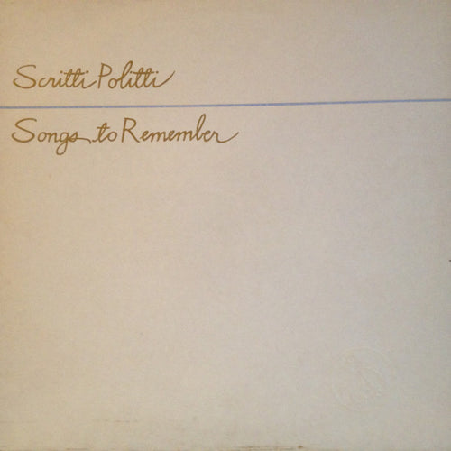 Scritti Politti - Songs To Remember (LP, Album)