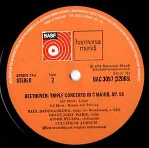 Beethoven*, Collegium Aureum - Triple Concerto In C Major, Op. 56 (LP, Album)