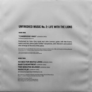 JOHN LENNON / YOKO ONO - UNFINISHED MUSIC, NO. 2: LIFE WITH THE LIONS ( 12" RECORD )